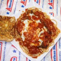 Eggplant Parmigiana Over Spaghetti Noodles copy